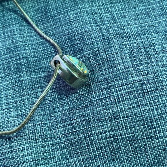 Sterling Silver Necklace and Opal Teardrop Pendant - Picture 10 of 17